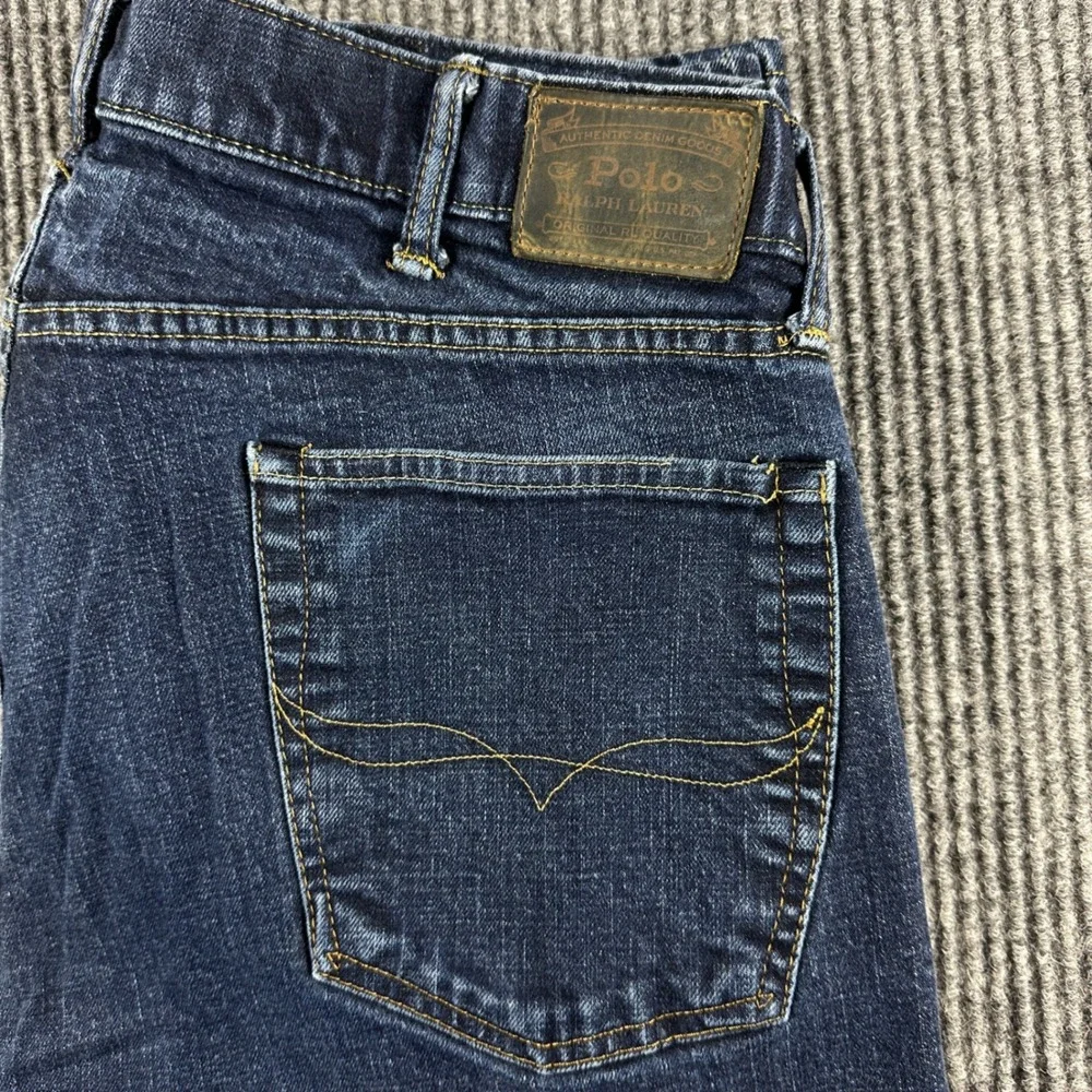Polo Ralph Lauren Varick Slim Straight Jeans Mens 38x30 Dark Wash Blue Denim